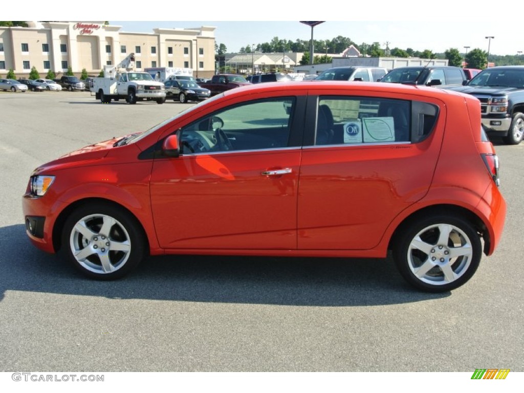 Inferno Orange Metallic 2013 Chevrolet Sonic LTZ Hatch Exterior Photo #85310978