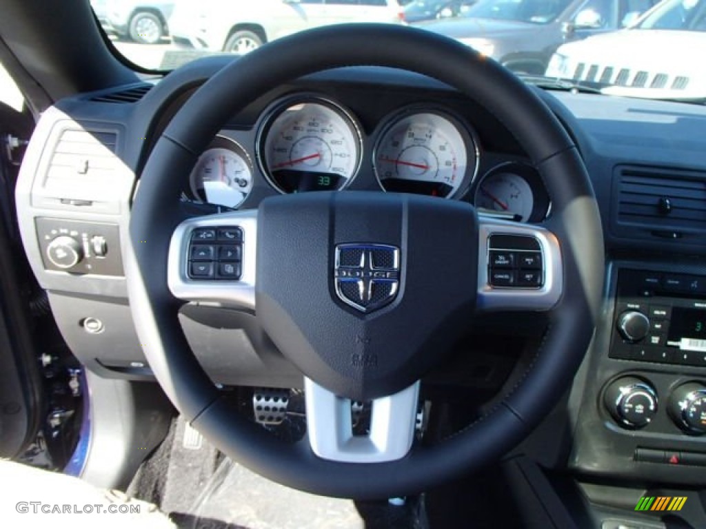 2014 Dodge Challenger R/T Dark Slate Gray Steering Wheel Photo #85314102