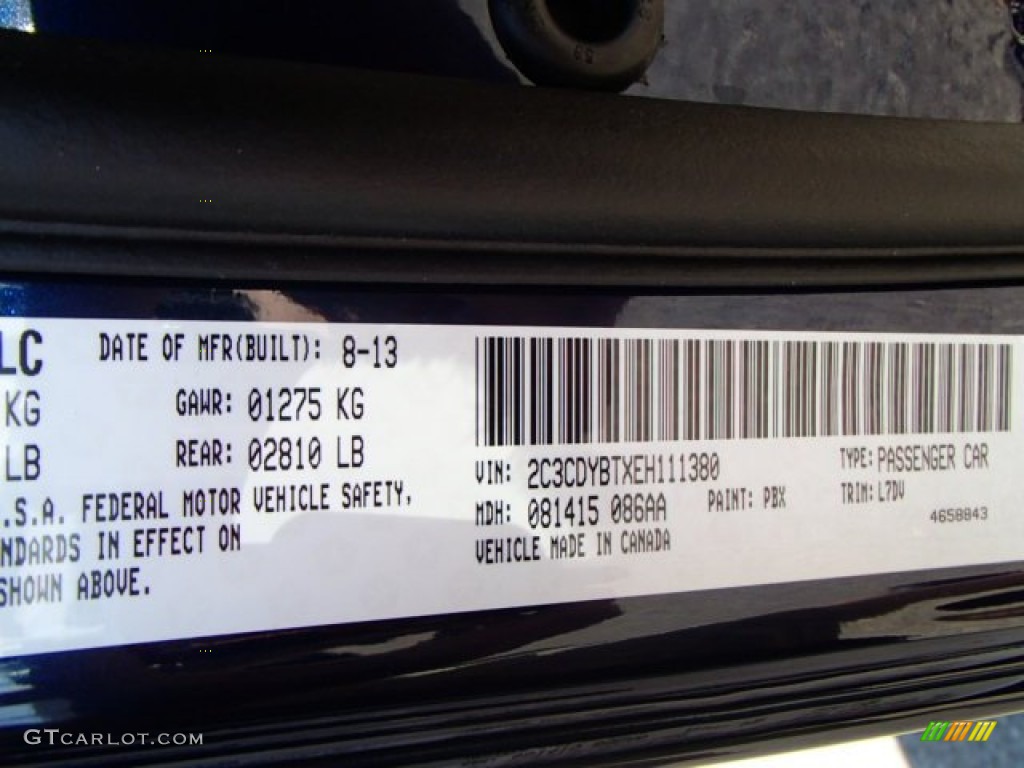2014 Challenger Color Code PBX for Jazz Blue Pearl Coat Photo #85314125