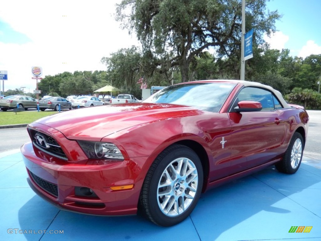 2014 Mustang V6 Premium Convertible - Ruby Red / Medium Stone photo #1