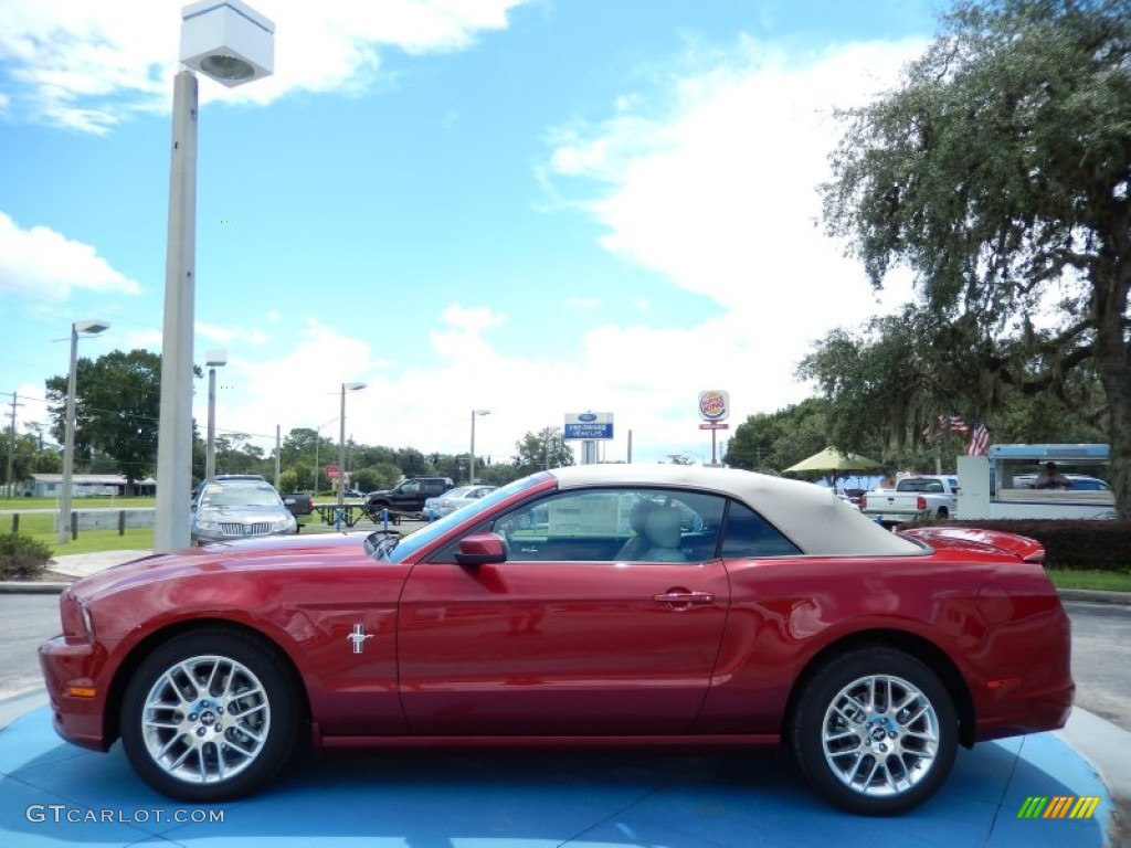 2014 Mustang V6 Premium Convertible - Ruby Red / Medium Stone photo #2