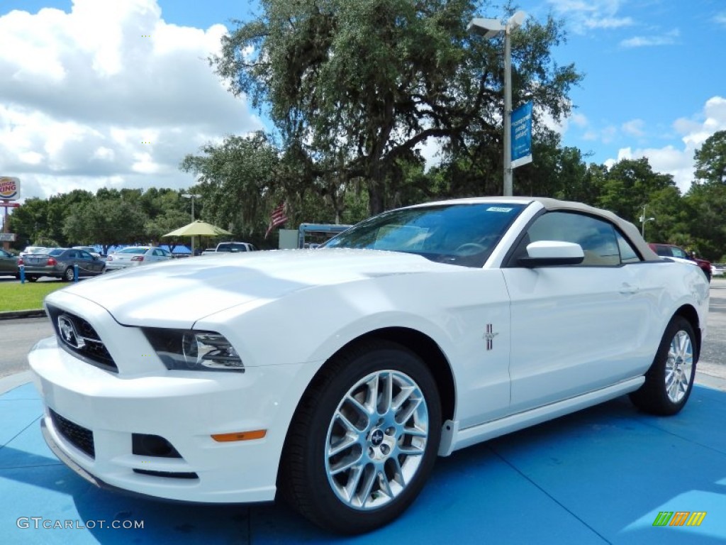 2014 Mustang V6 Convertible - Oxford White / Medium Stone photo #1