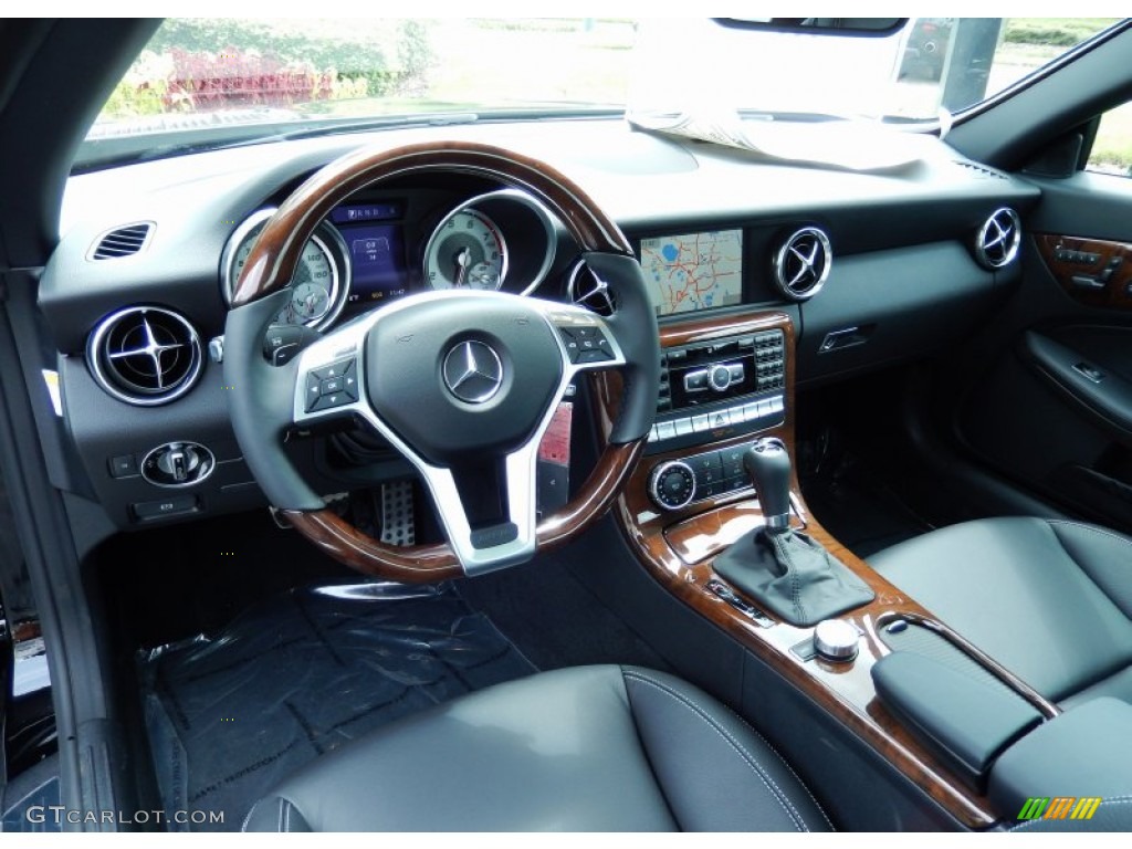 Black Interior 2014 Mercedes-Benz SLK 350 Roadster Photo #85318930