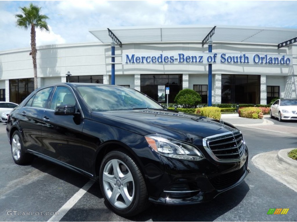 2014 E 350 Sedan - Black / Silk Beige/Espresso Brown photo #1