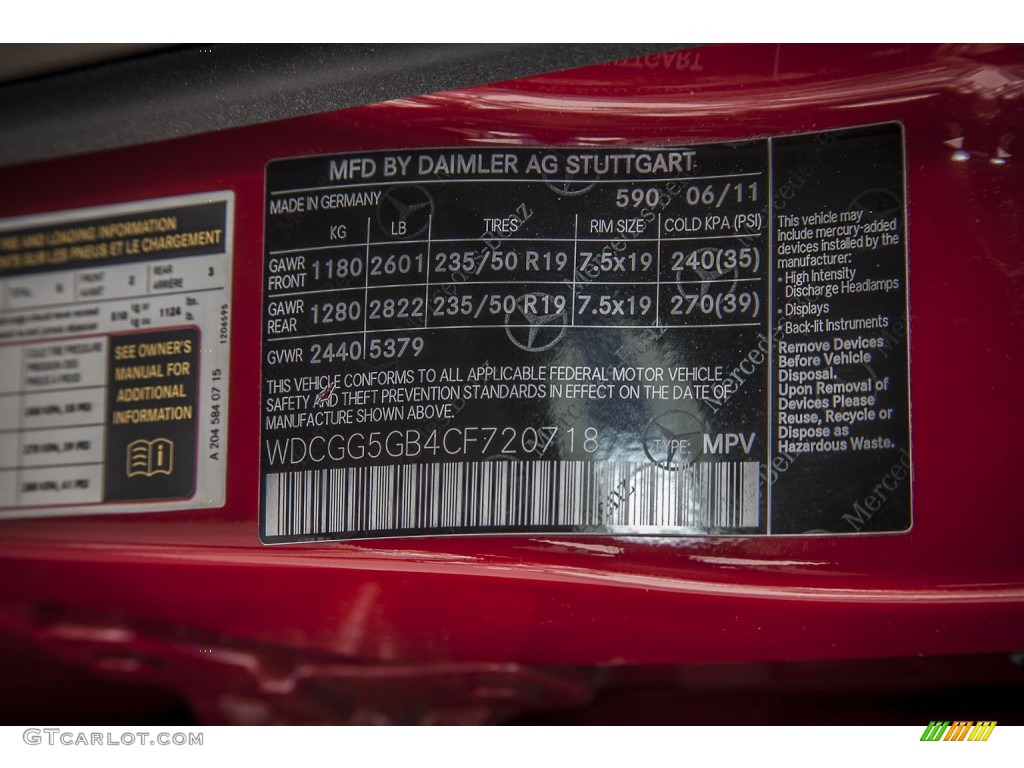 2012 GLK Color Code 590 for Mars Red Photo #85325381