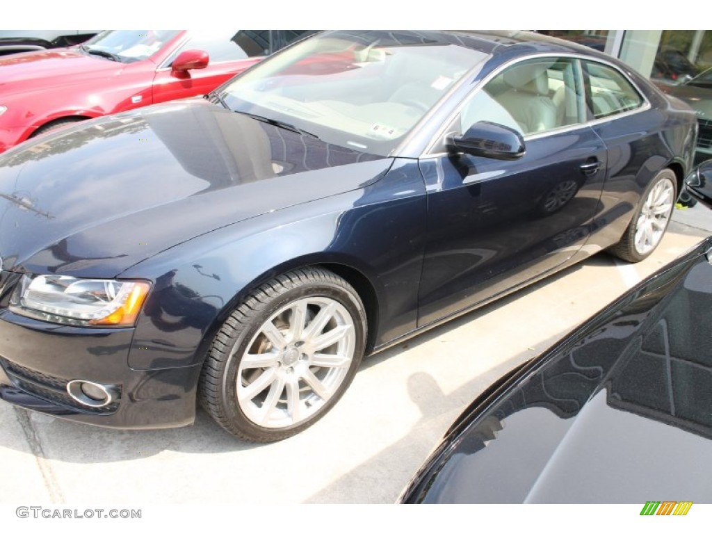 2011 A5 2.0T quattro Coupe - Deep Sea Blue Pearl Effect / Linen Beige photo #5