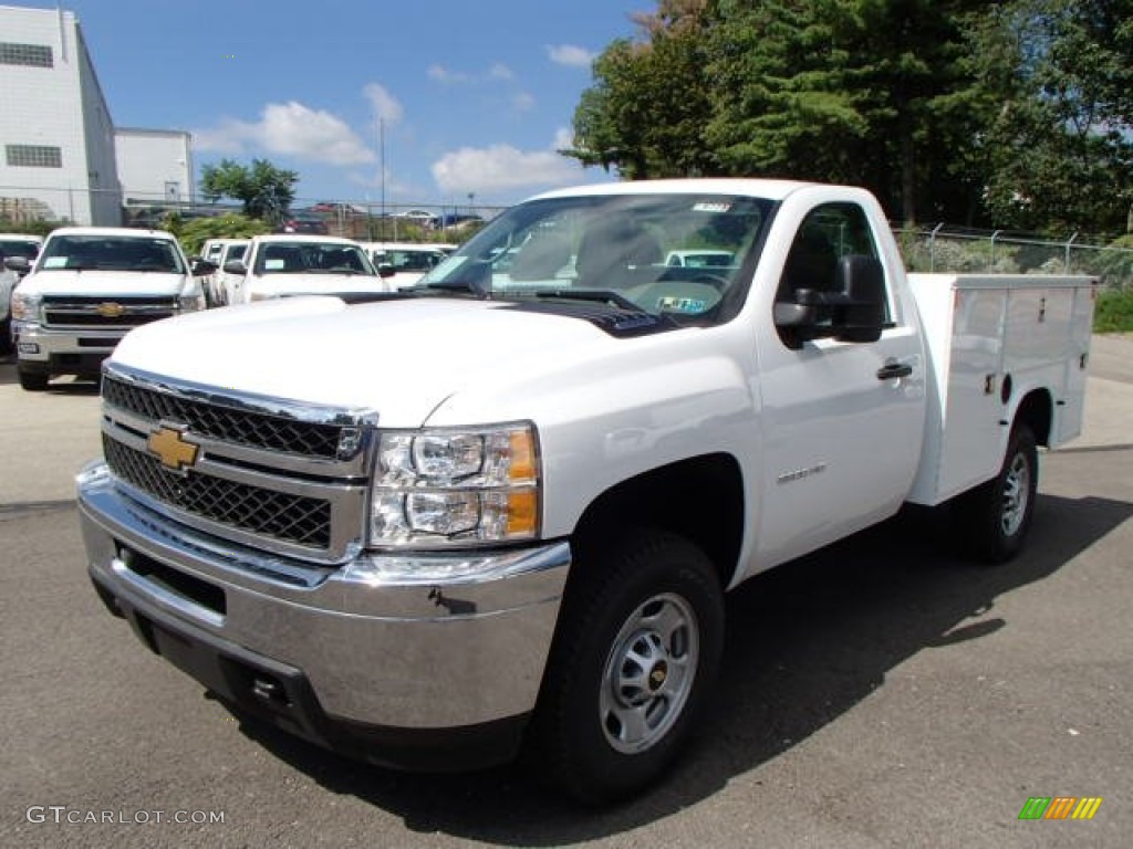 Summit White 2014 Chevrolet Silverado 3500HD WT Regular Cab Utility Truck Exterior Photo #85328135