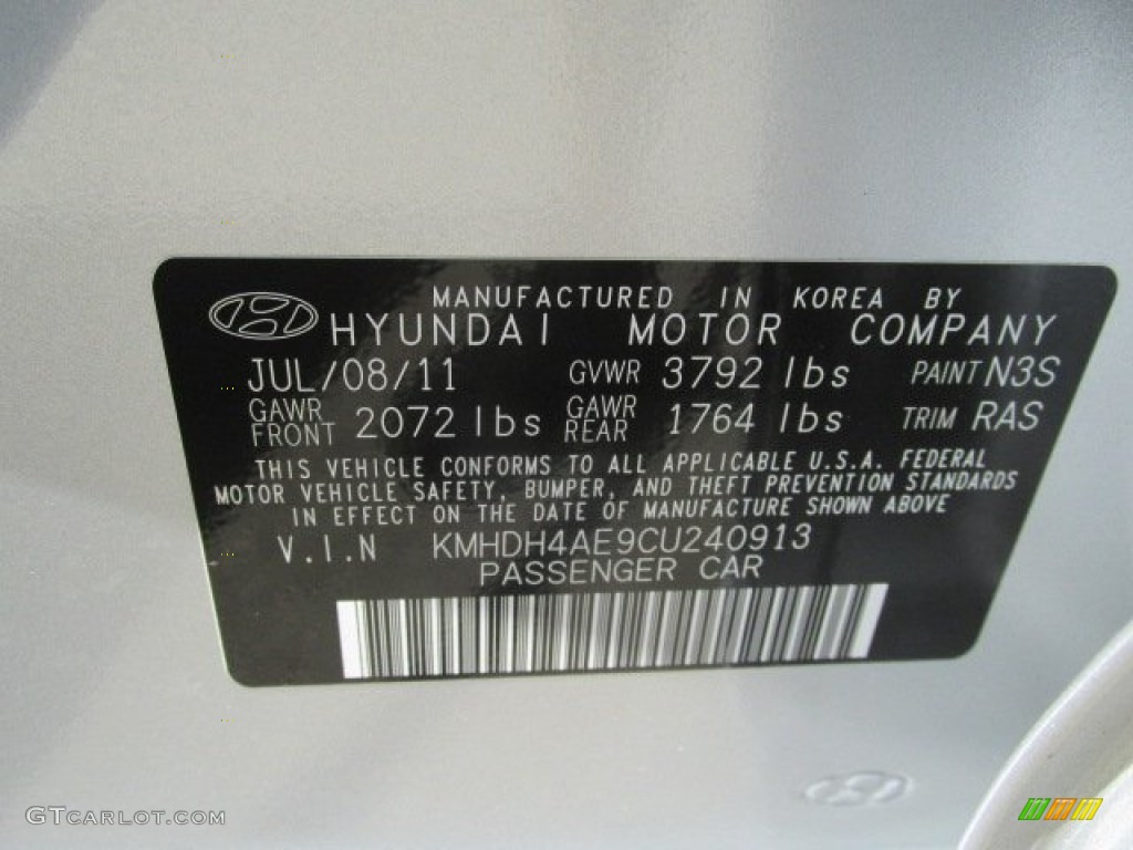 2012 Elantra GLS - Shimmering Silver / Gray photo #19