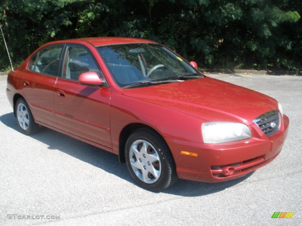 2005 Elantra GLS Sedan - Electric Red Metallic / Gray photo #1