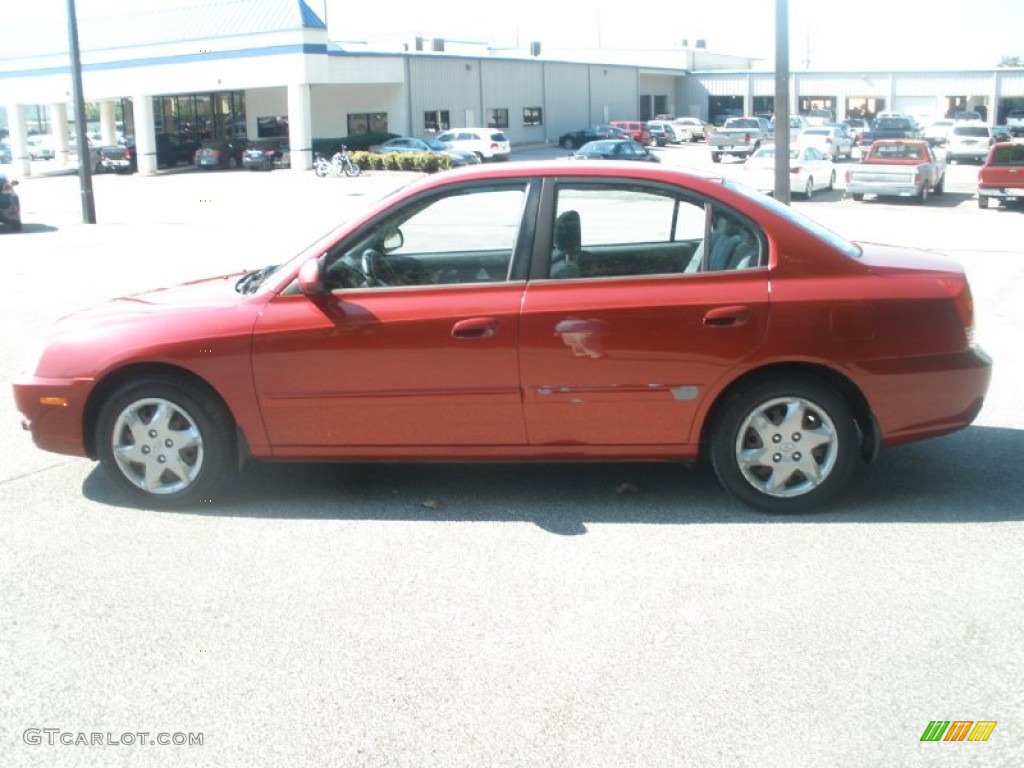 2005 Elantra GLS Sedan - Electric Red Metallic / Gray photo #3