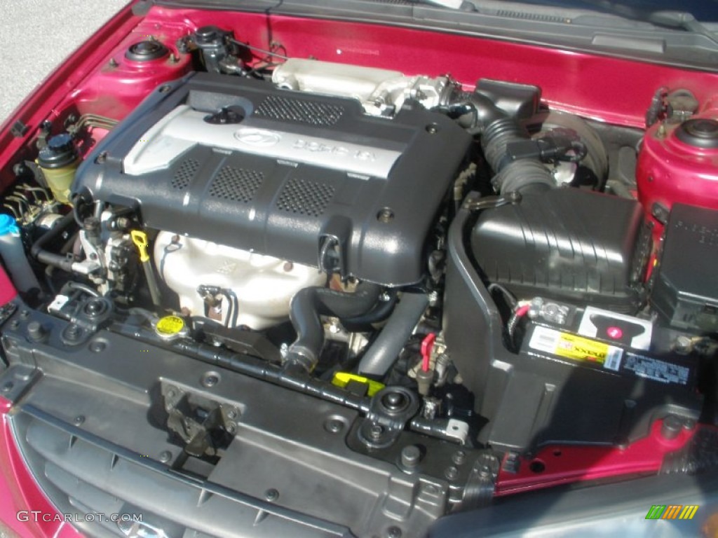 2005 Elantra GLS Sedan - Electric Red Metallic / Gray photo #7