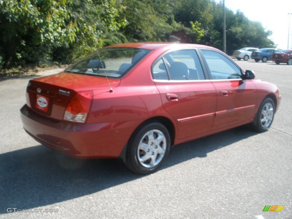 2005 Elantra GLS Sedan - Electric Red Metallic / Gray photo #8