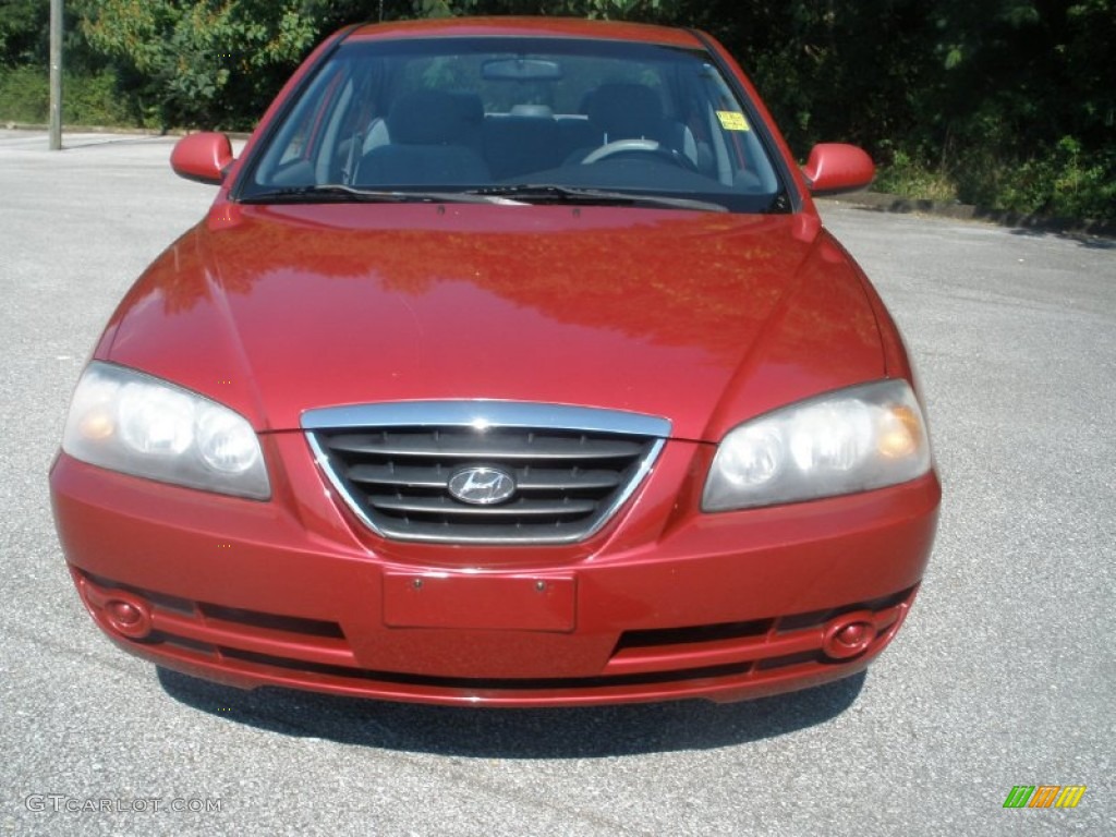 2005 Elantra GLS Sedan - Electric Red Metallic / Gray photo #12