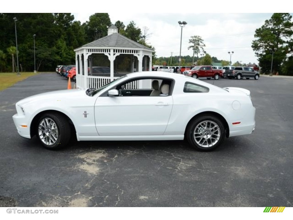 2014 Mustang V6 Premium Coupe - Oxford White / Medium Stone photo #8
