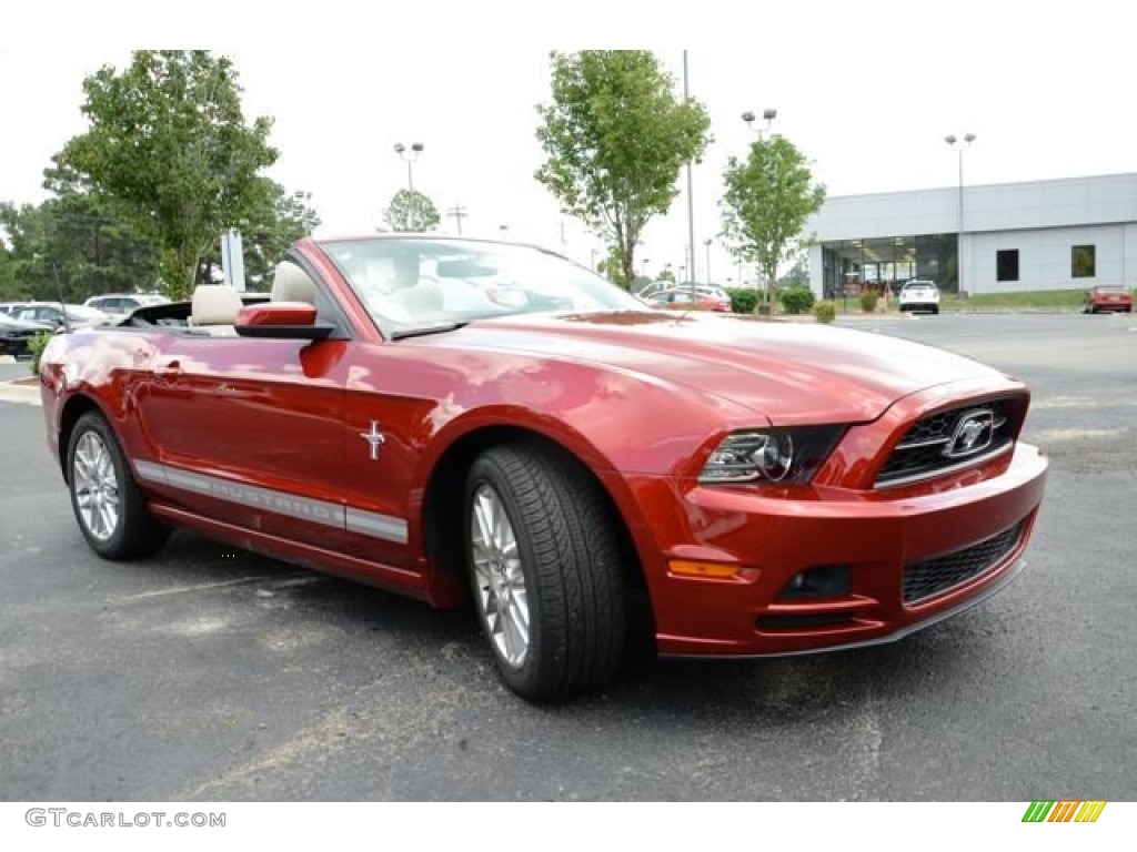 2014 Mustang V6 Premium Convertible - Ruby Red / Medium Stone photo #3