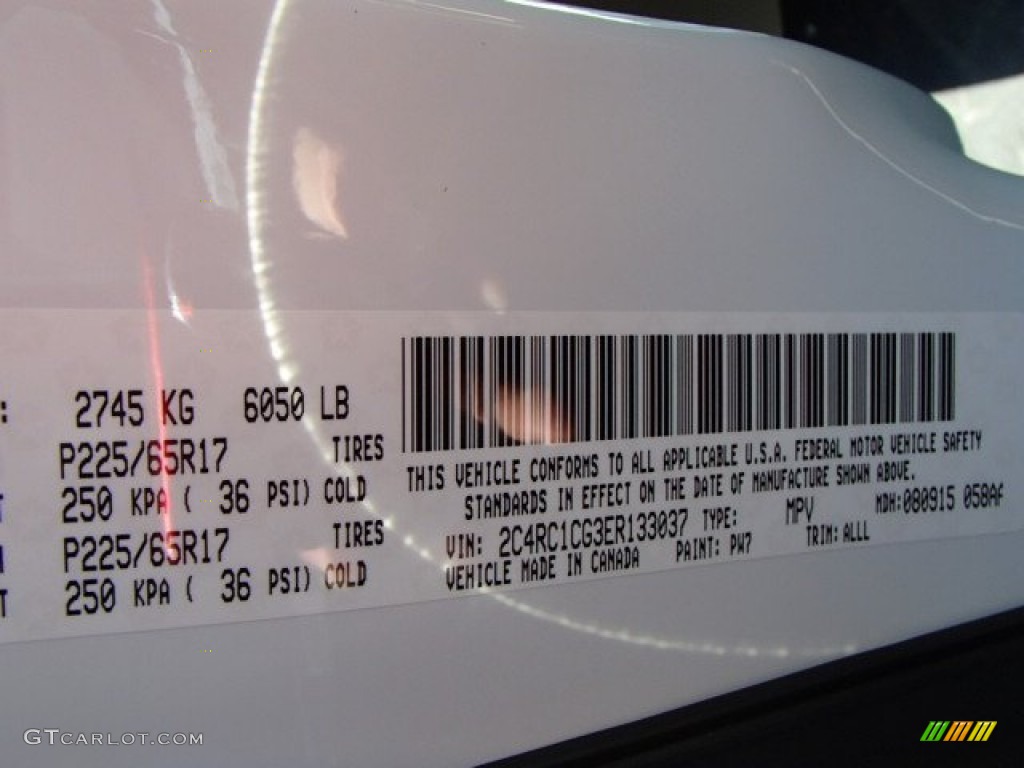 2014 Town & Country Color Code PW7 for Bright White Photo #85346540