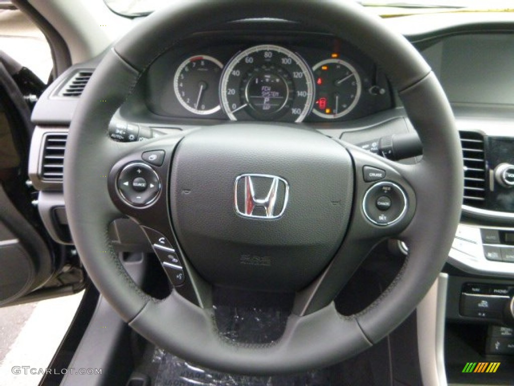 2014 Honda Accord EX-L V6 Sedan Black Steering Wheel Photo #85346912