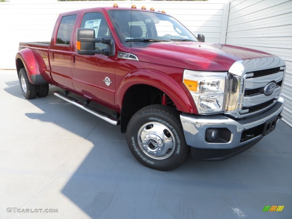 Ruby Red Metallic 2014 Ford F350 Super Duty Lariat Crew Cab 4x4 Dually Exterior Photo #85350422