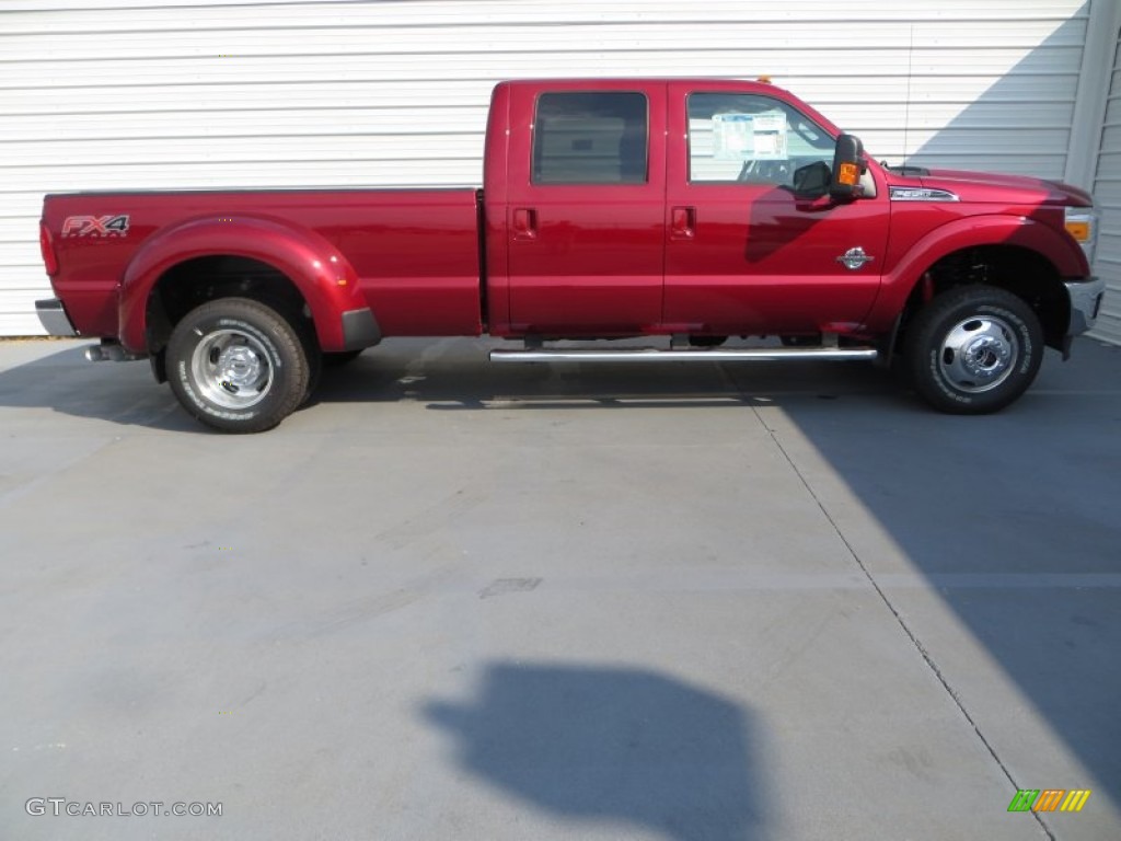 2014 F350 Super Duty Lariat Crew Cab 4x4 Dually - Ruby Red Metallic / Black photo #3