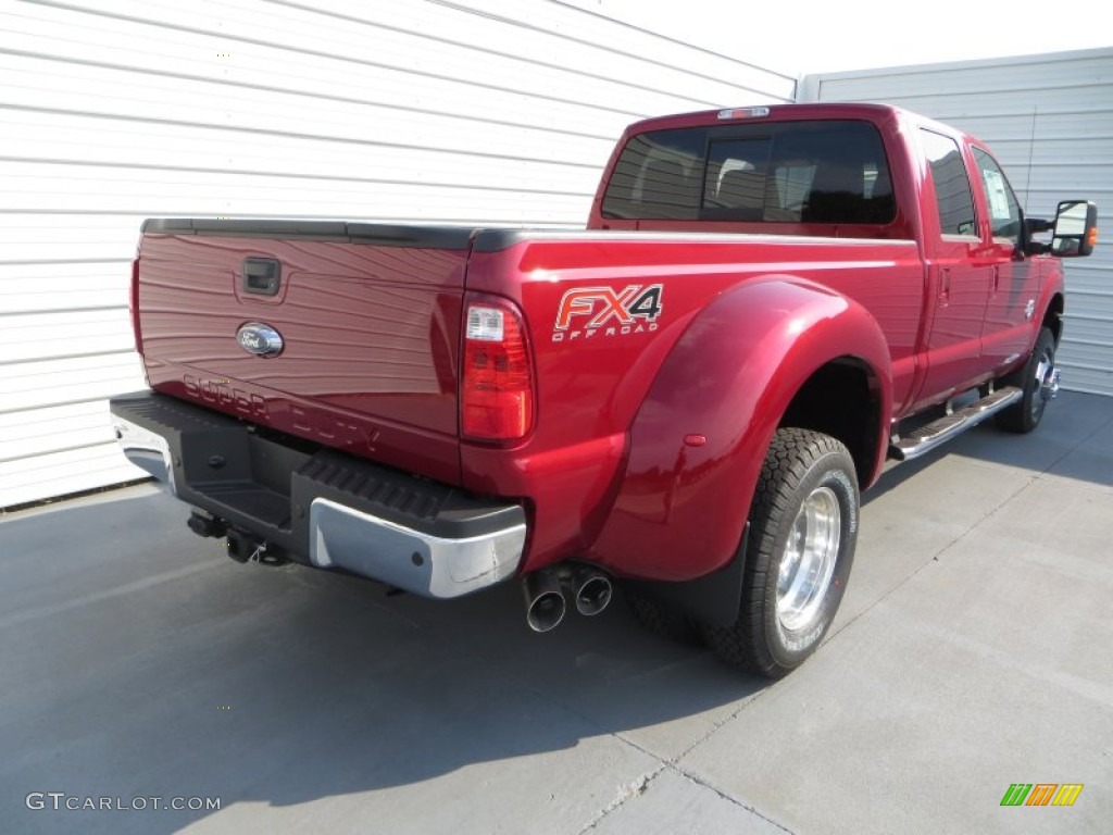 2014 F350 Super Duty Lariat Crew Cab 4x4 Dually - Ruby Red Metallic / Black photo #4