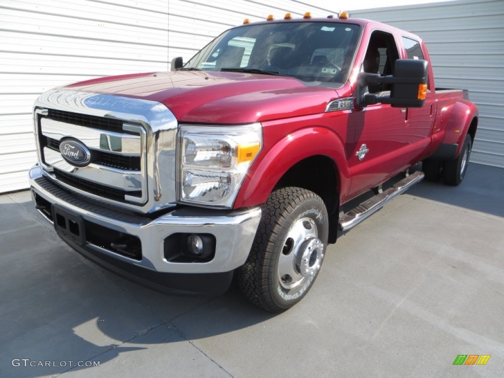 2014 F350 Super Duty Lariat Crew Cab 4x4 Dually - Ruby Red Metallic / Black photo #7