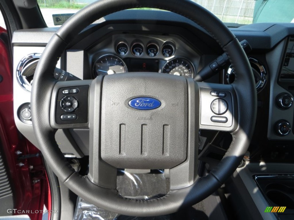 2014 Ford F350 Super Duty Lariat Crew Cab 4x4 Dually Black Steering Wheel Photo #85350905