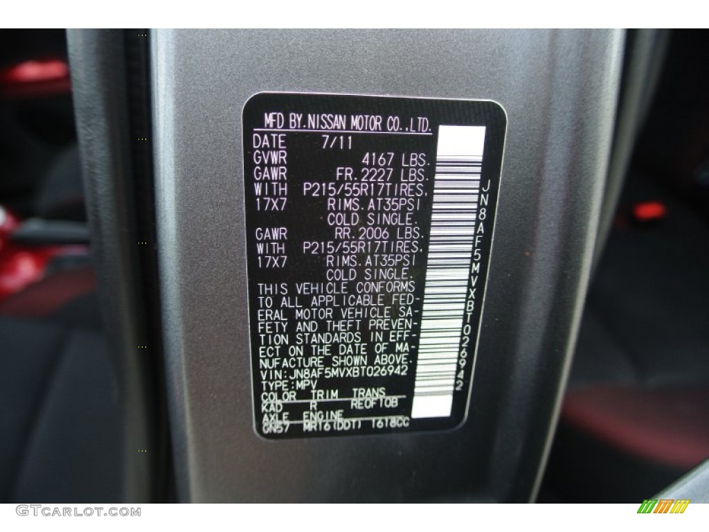Nissan colour codes 2011 #9