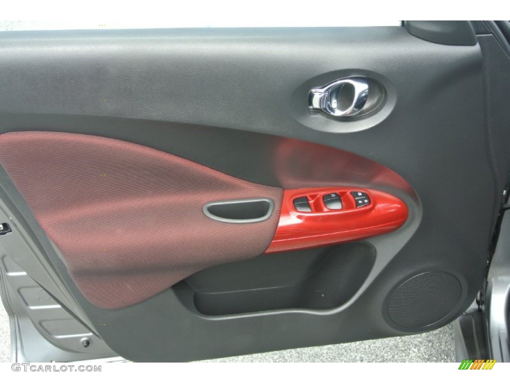 2011 Nissan Juke SV AWD Black/Red w/Red Trim Door Panel Photo #85352264