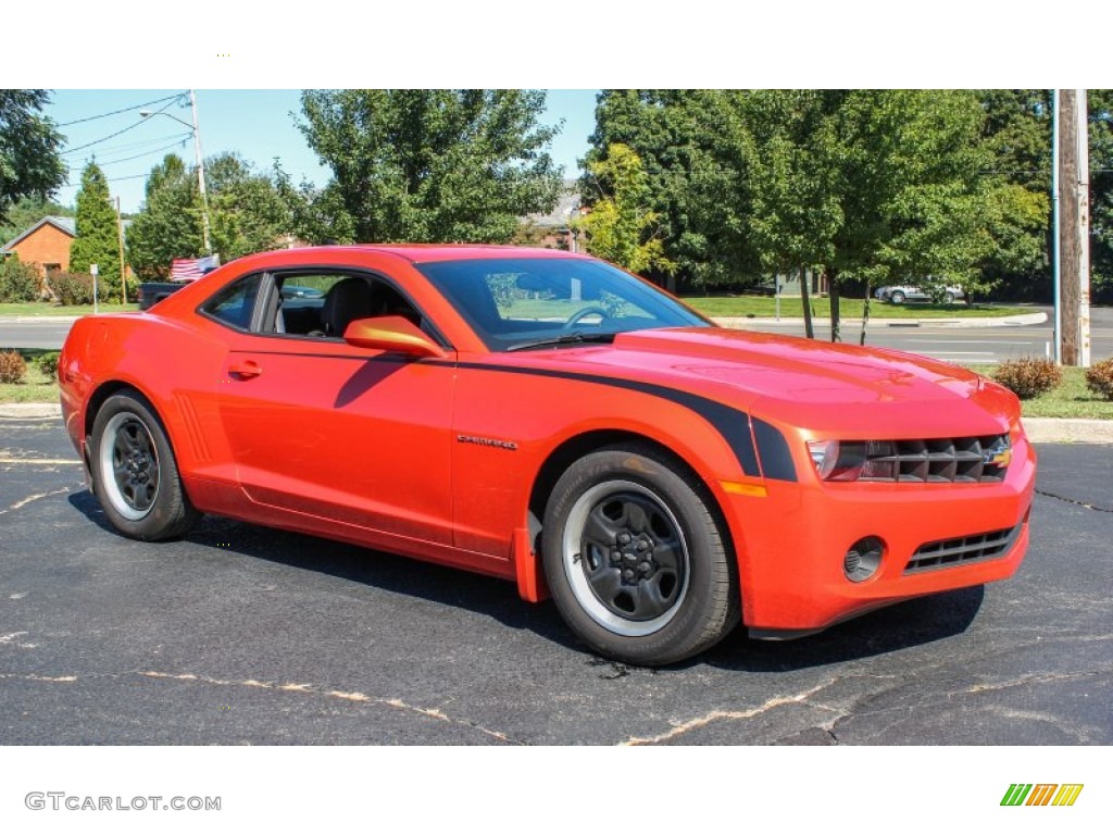 2012 Camaro LS Coupe - Inferno Orange Metallic / Black photo #8