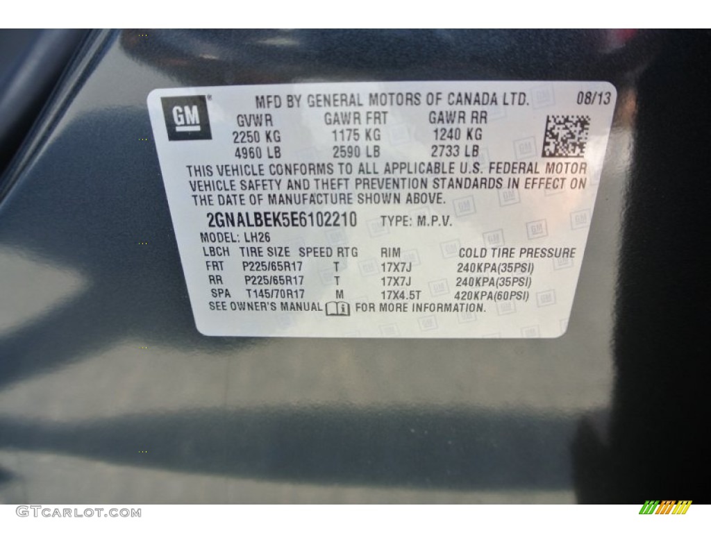 2014 Equinox LT - Ashen Gray Metallic / Jet Black photo #7