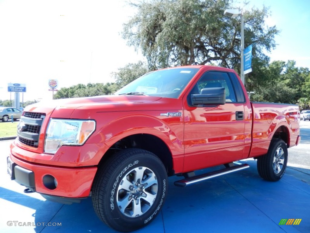 Race Red 2013 Ford F150 STX Regular Cab 4x4 Exterior Photo #85356850