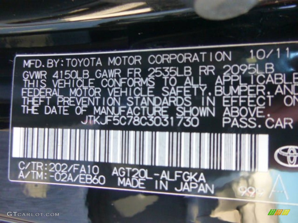 2012 tC Color Code 202 for Black Photo #85357195