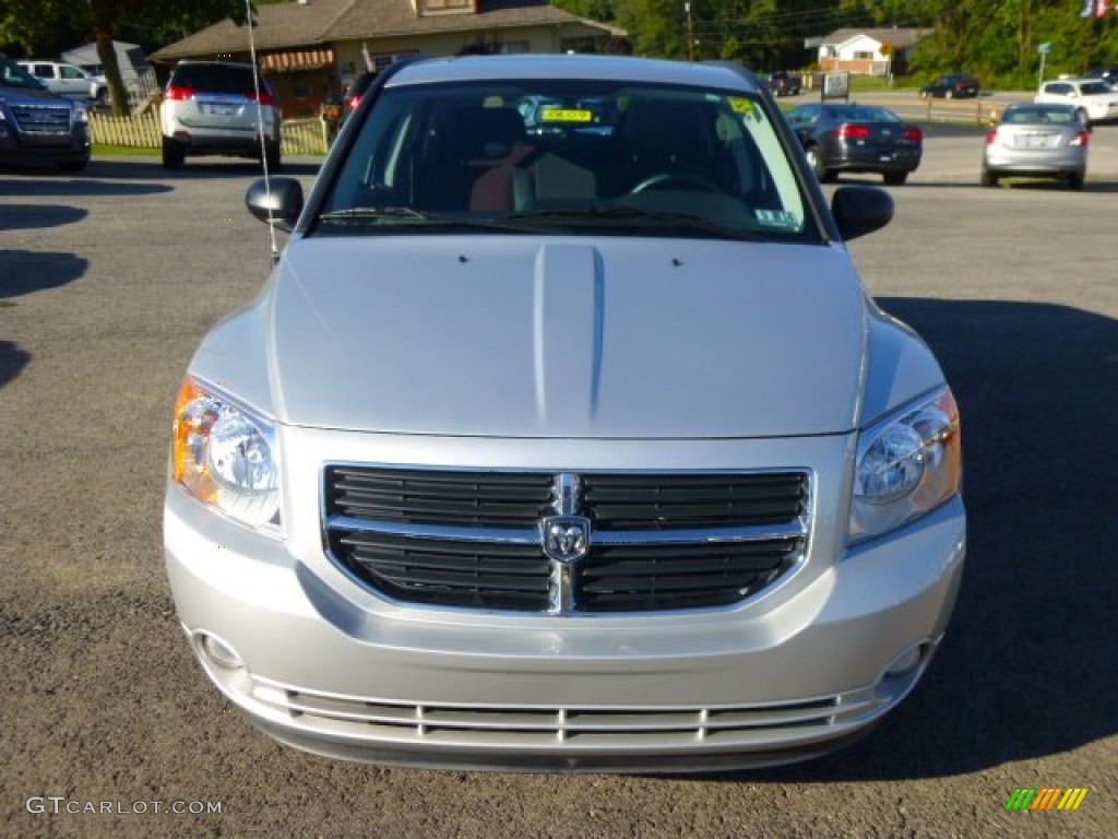 2012 Caliber SXT Plus - Bright Silver Metallic / Dark Slate Gray/Red photo #2