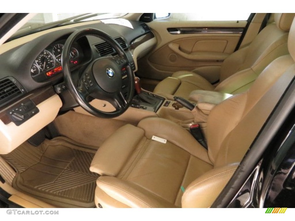 2002 3 Series 330i Sedan - Jet Black / Beige photo #3