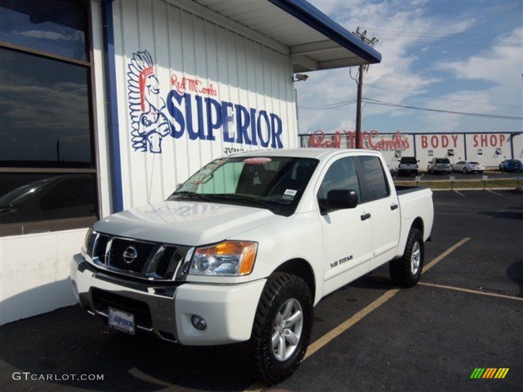 2012 Titan SV Crew Cab - Blizzard White / Almond photo #1