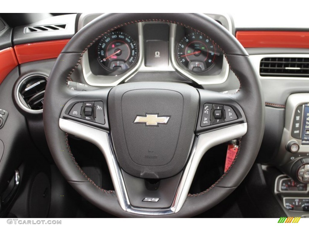2014 Chevrolet Camaro SS/RS Coupe Inferno Orange Steering Wheel Photo #85362382