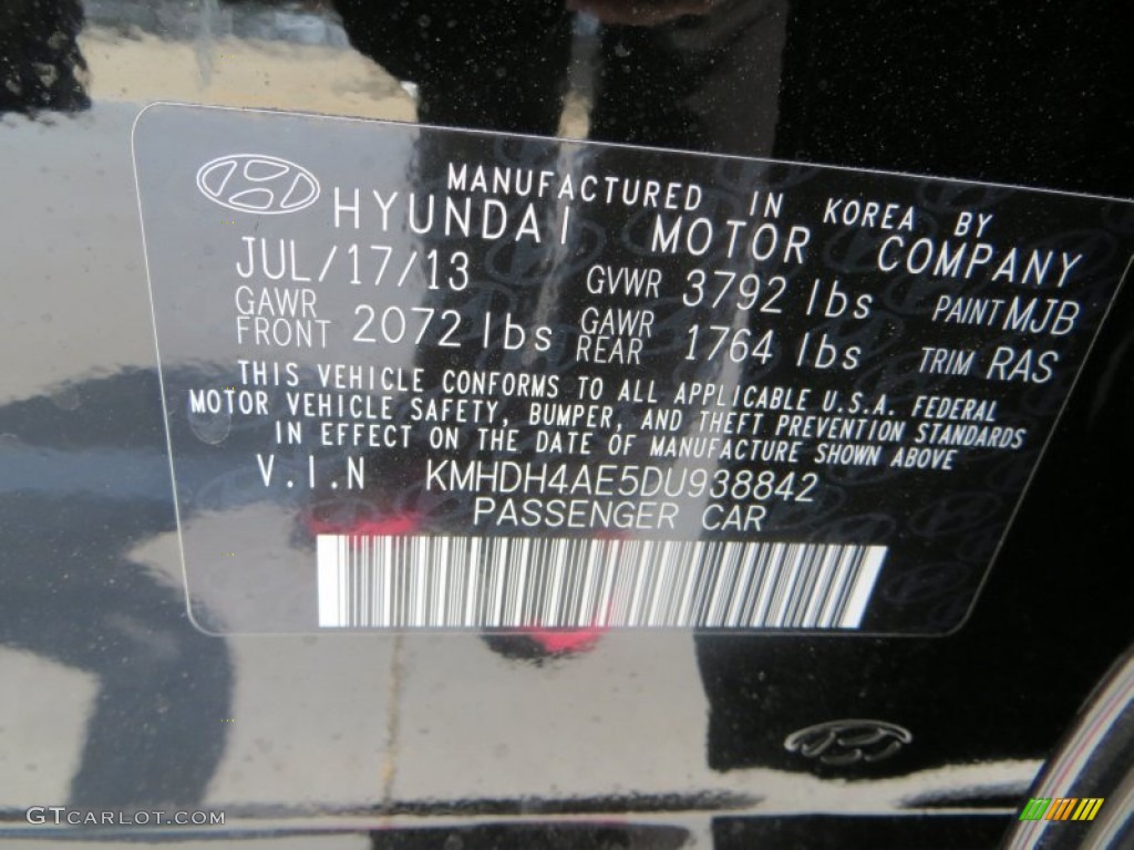 2013 Elantra GLS - Black / Gray photo #28