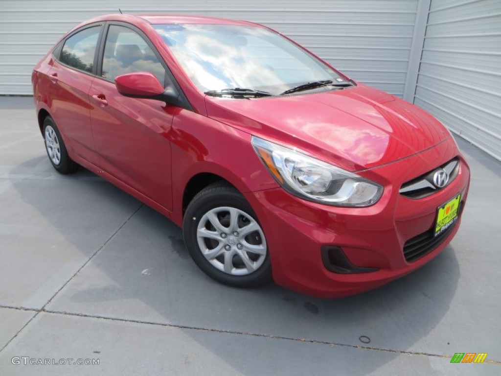 2013 Accent GLS 4 Door - Boston Red / Gray photo #2