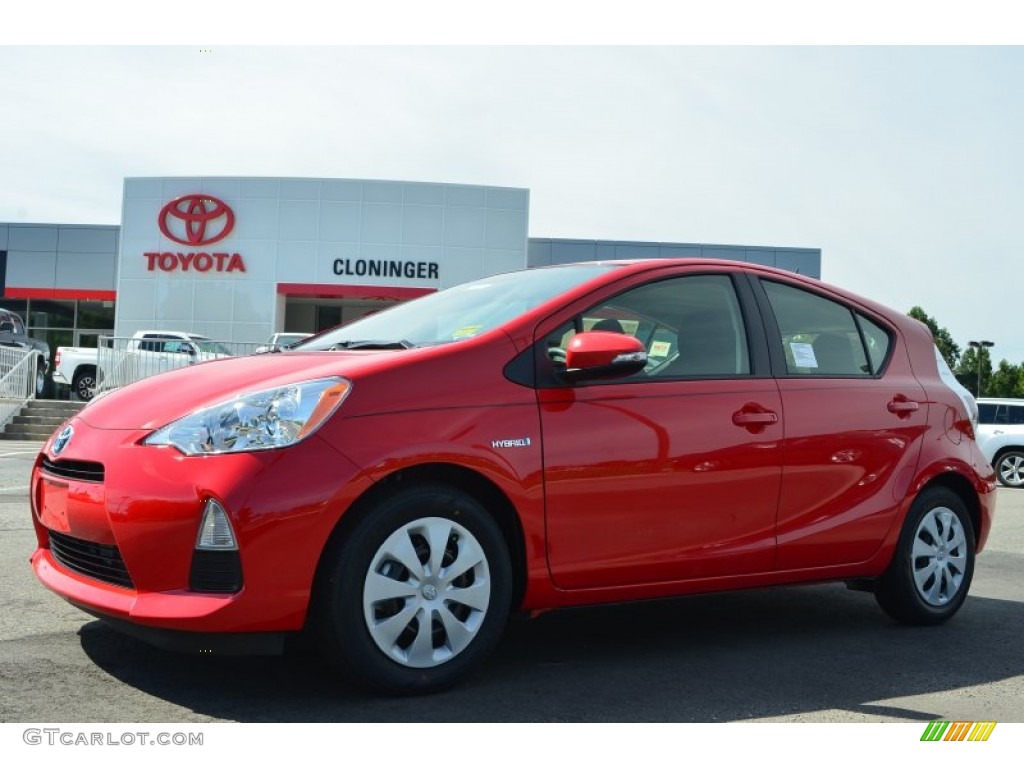 2013 Prius c Hybrid Two - Absolutely Red / Light Blue Gray/Black photo #1