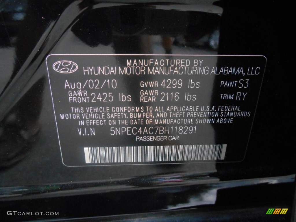 2011 Sonata SE - Black Plum Pearl / Gray photo #30