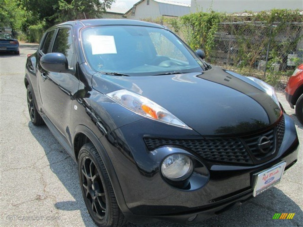 2012 Juke SL - Sapphire Black / Black/Red Leather/Silver Trim photo #1