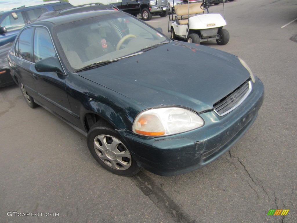 1996 Civic LX Sedan - Dark Green Pearl Metallic / Beige photo #4