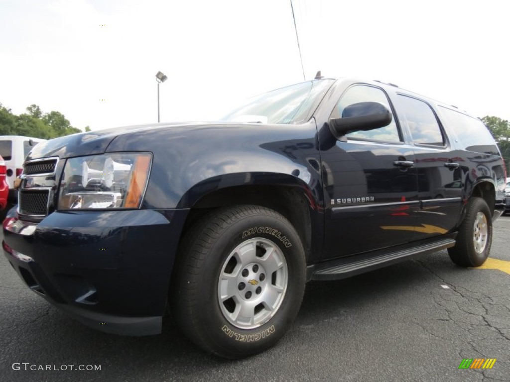 2007 Suburban 1500 LT - Dark Blue Metallic / Light Cashmere/Ebony photo #3