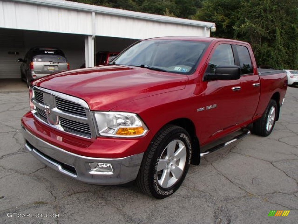 2010 Ram 1500 SLT Quad Cab 4x4 - Inferno Red Crystal Pearl / Dark Slate/Medium Graystone photo #4