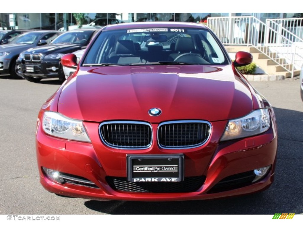 2011 3 Series 328i xDrive Sedan - Vermillion Red Metallic / Black photo #2