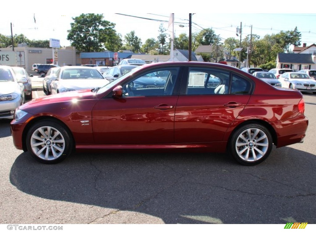 2011 3 Series 328i xDrive Sedan - Vermillion Red Metallic / Black photo #8