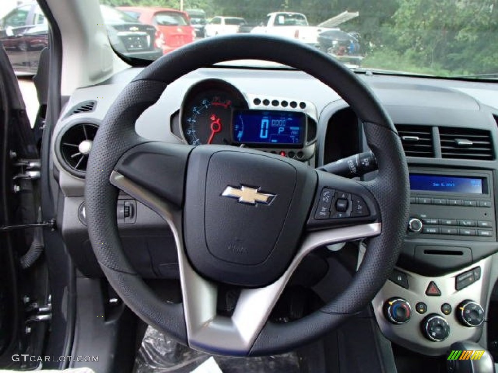 2013 Chevrolet Sonic LS Hatch Jet Black/Dark Titanium Steering Wheel Photo #85390318