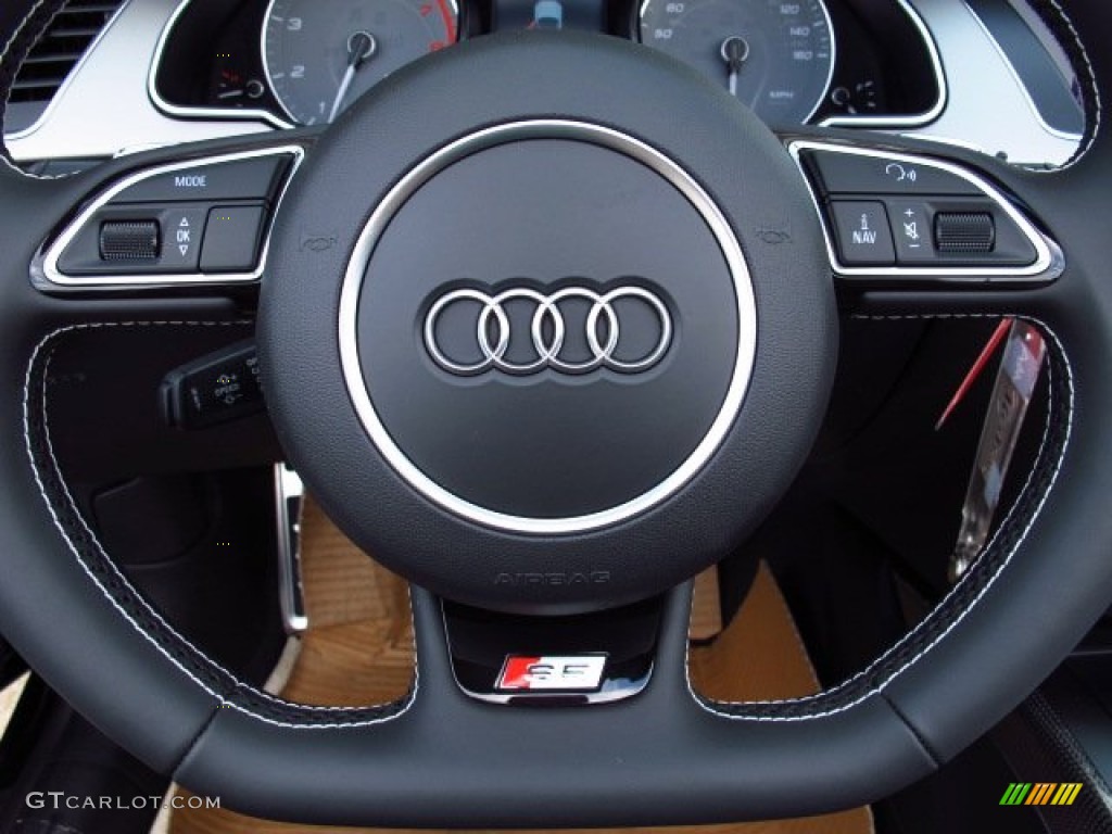 2014 Audi S5 3.0T Premium Plus quattro Cabriolet Black Steering Wheel Photo #85393411