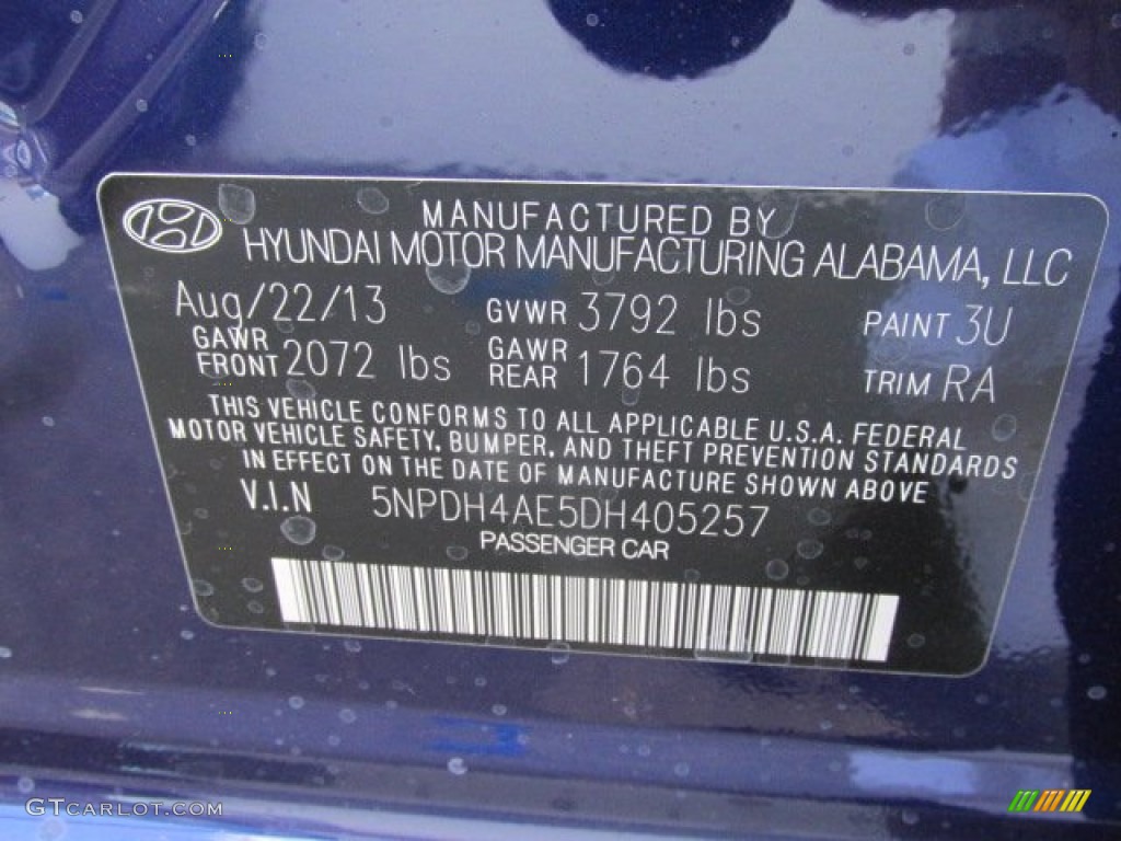 2013 Elantra GLS - Indigo Night / Gray photo #15