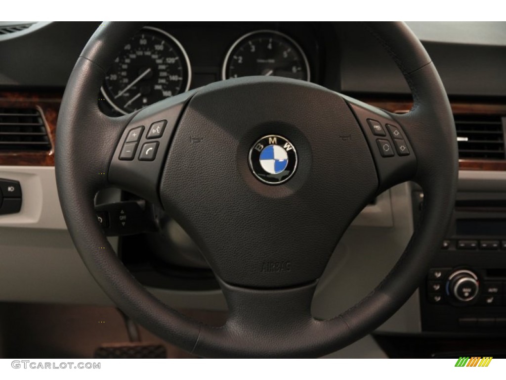 2011 BMW 3 Series 328i xDrive Sedan Gray Dakota Leather Steering Wheel Photo #85398131